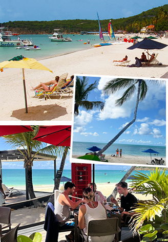 antigua beach umbrellas boats