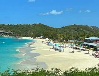 antigua beach umbrellas boats