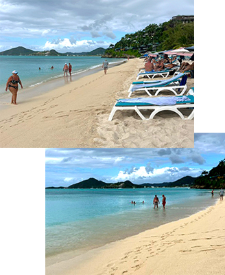 antigua beach umbrellas boats
